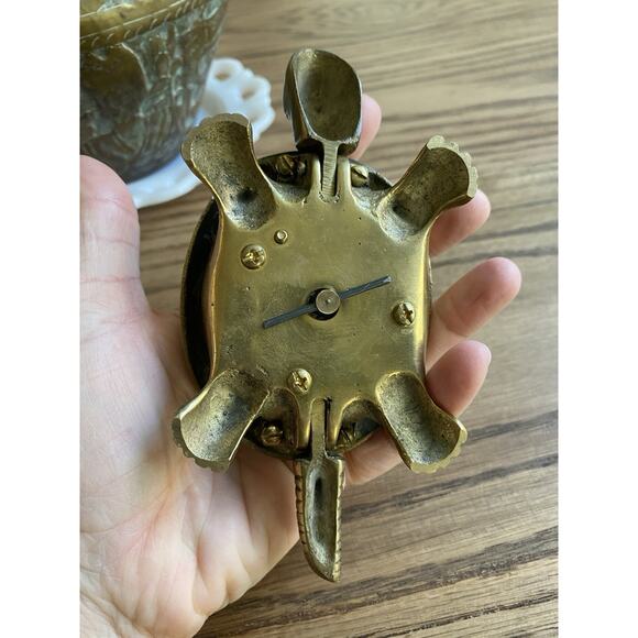 Vintage Solid Brass Turtle Bell Wind Up Hotel Bell Korea Not Working - Picture 3 of 5